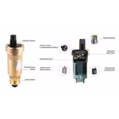 Odpowietrznik automatyczny pionowy PrimoVent G3/8" z Aquastop i zaworem stopowym R1/2" - 4