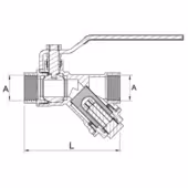 Kurek kulowy 3/4" z filtrem skośnym "HISZPAN" z wkładem magnetycznym ART.17M M-20 - 2