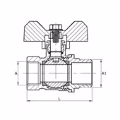Kurek kulowy 1/2" standard z dławikiem WZ  z motylkiem ART.2471-15.WZ.MOT - 2